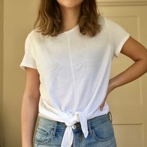 Madewell white tie front top